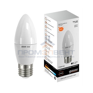 Лампа Gauss LED Elementary Candle 6W E27 2700K 1/10/50