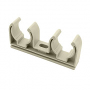 Клипса для труб двойная FV-Plast - 25 (для полипропиленовых труб, цвет серый)