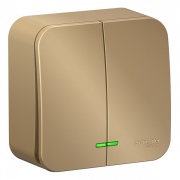 Выключатель 2-клавишный с подсветкой (cх.5) Blanca Schneider Electric 10А 250В титан