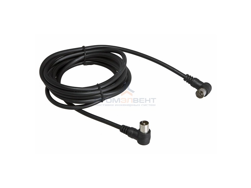 Шнур TV PLUG-TV JACK 3М Угловой Черный